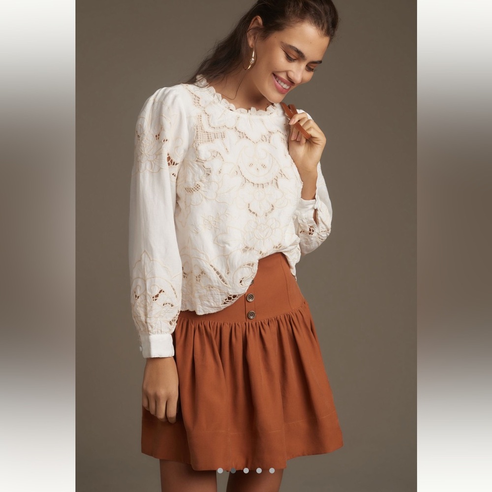 NWOT Anthropologie Maeve Drop-Waist Mini Skirt // Size L - Picture 3 of 4